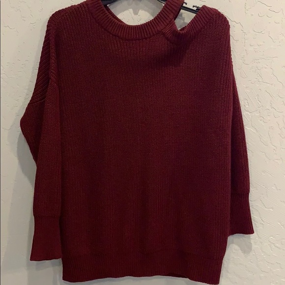 Burgundy Cutout Sweater - Picture 6 of 6